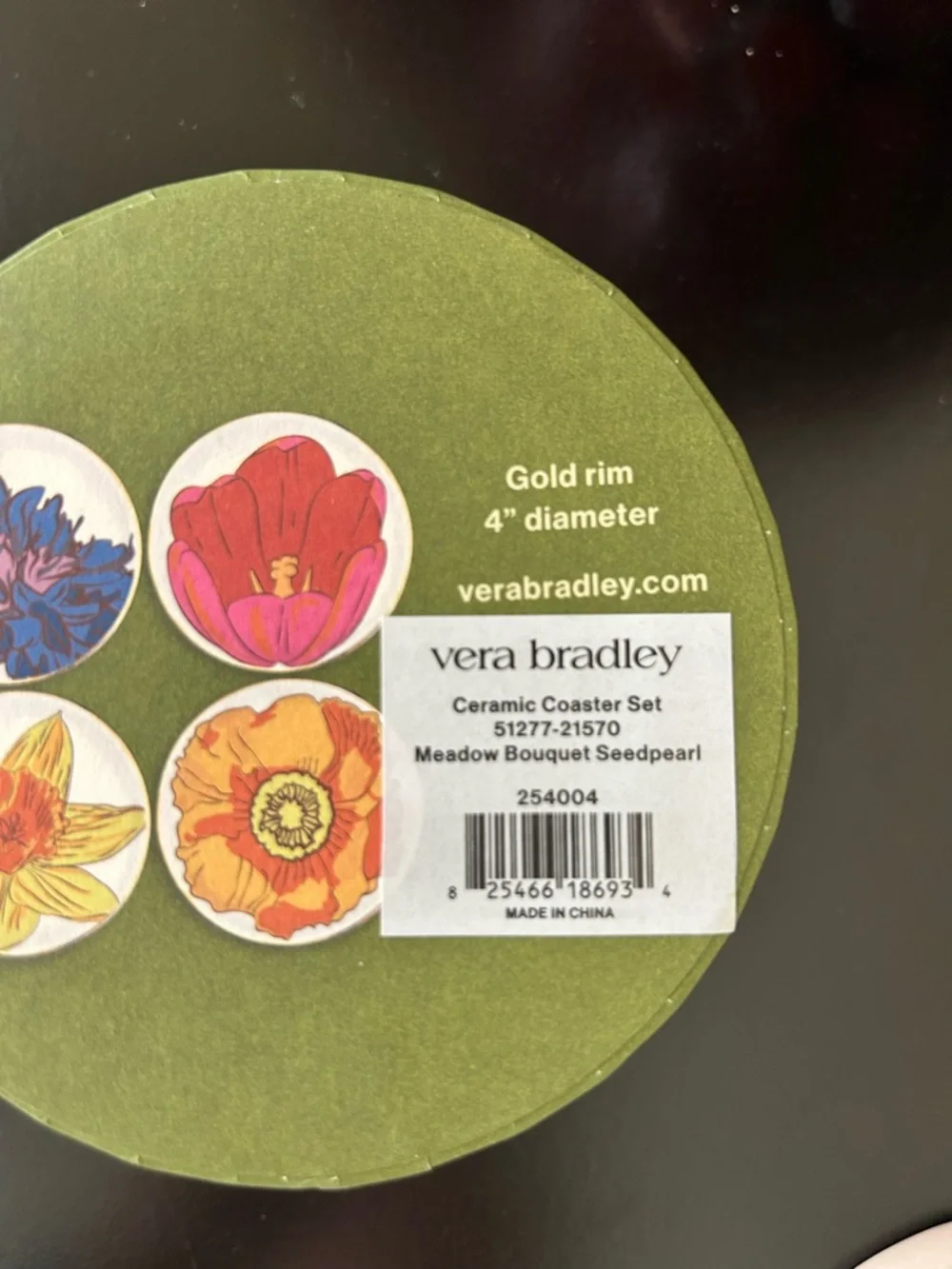 Vera Bradley Floral Ceramic Coaster Set of 4
